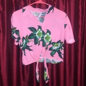 American Apparel Pink Hawaiian Crop Top