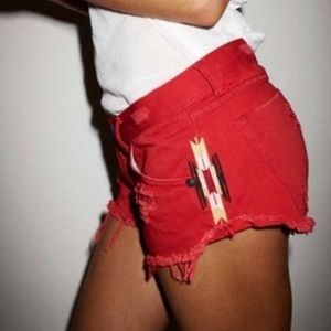 One Teaspoon Aztec Trashwhore shorts in Red