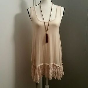 Lace trimmed tunic tank