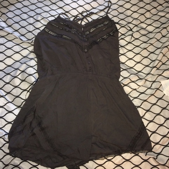 Forever 21 Charcoal Lace-Paneled PJ Romper - Picture 3 of 4