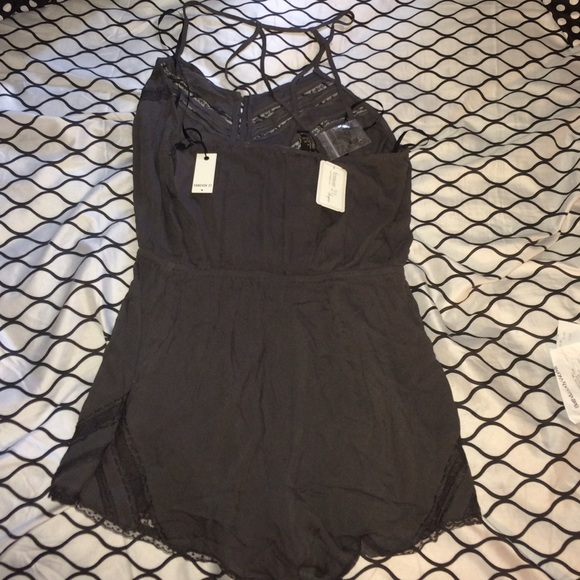 Forever 21 Charcoal Lace-Paneled PJ Romper - Picture 4 of 4
