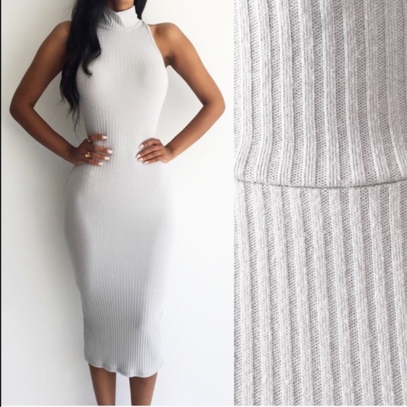 Wila Dresses & Skirts - 2 left!! 🔥Mockneck dress gray knit midi