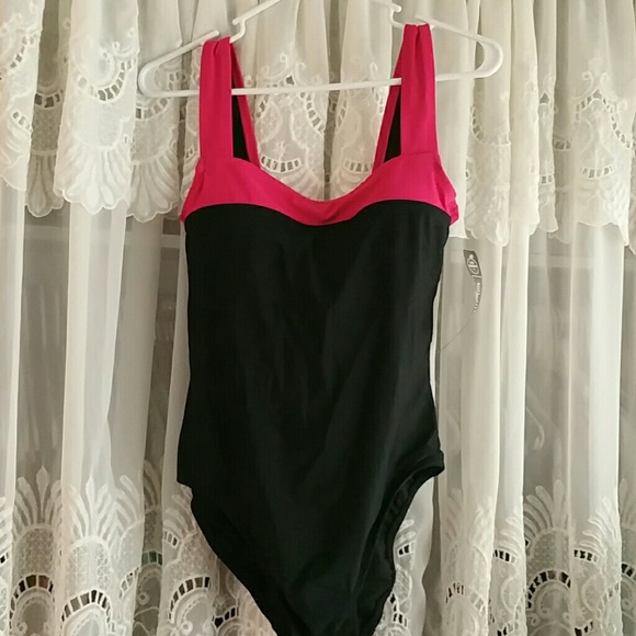 Pink and Black Bathing Suit