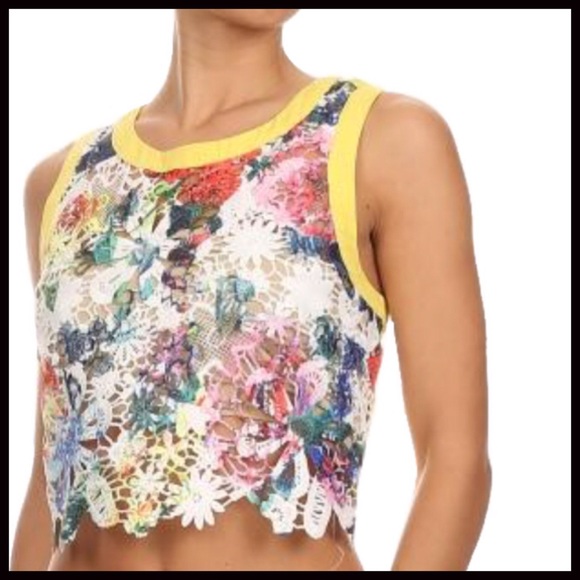 Colors on Lace Crop Top - Picture 2 of 4