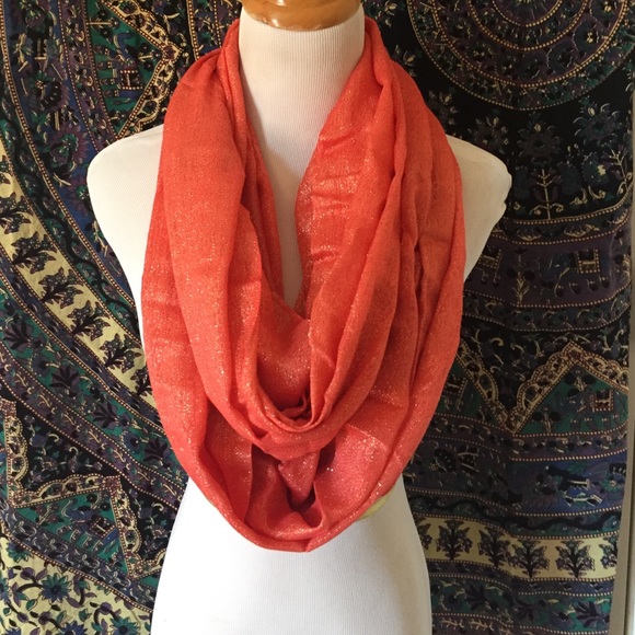 Sparkling Lurex Infinity Scarf - Salmon