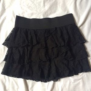 Black Lace Ruffle Skirt!!