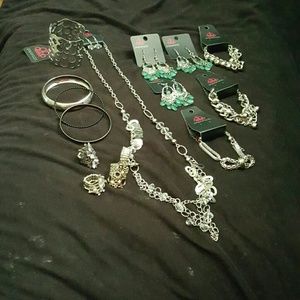 Necklace and earrings and rings and bracelets