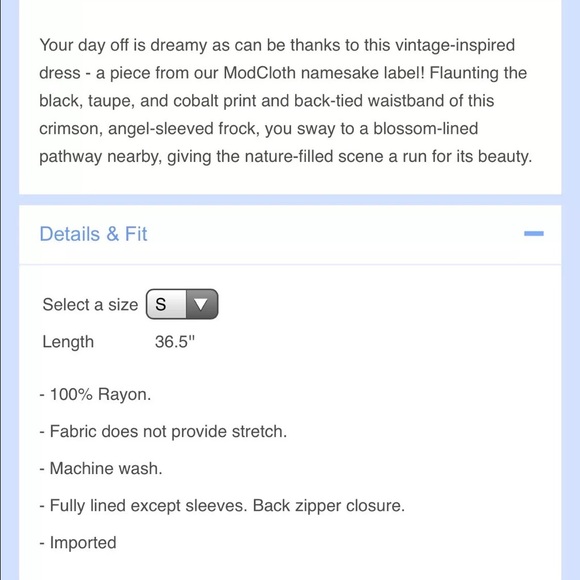 Modcloth paisley blue belle dress Nwt sold out! - Picture 4 of 4