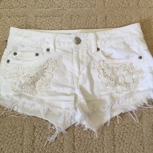 White jean shorts