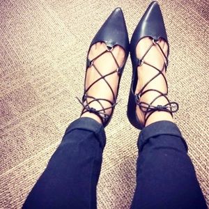 TOPSHOP lace up flats