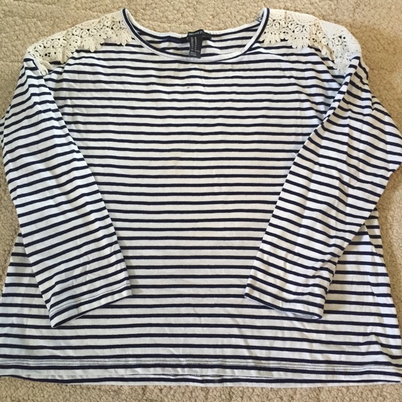 Navy and white stripe shirt