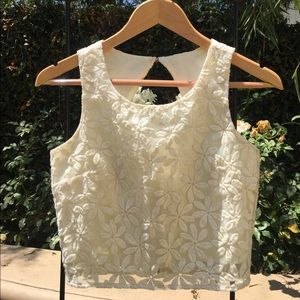 Cream Lace Crop Top