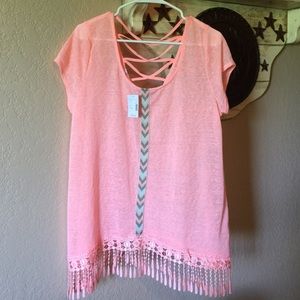 Maurice's Plus Size 1 Tassel Shirt Peachy Orange