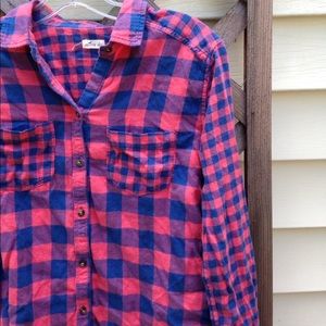 Pink/blue plaid flannel