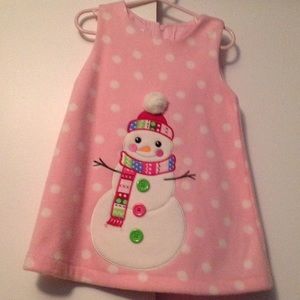 NWOT Girls 24M snowman fleece dress