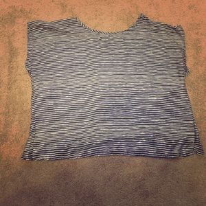 Navy and white striped blouse
