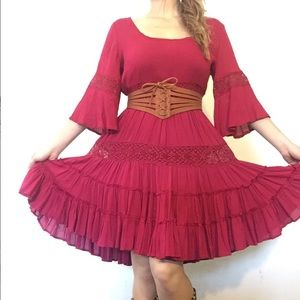 Free People Bohemian Red Dress