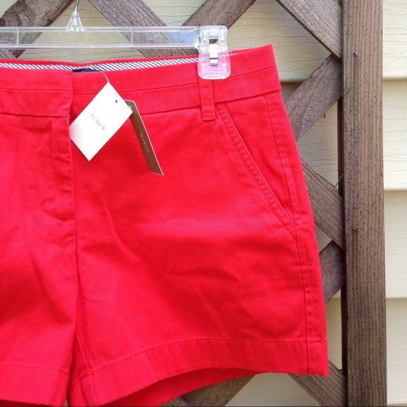Red 4" inseam chino shorts