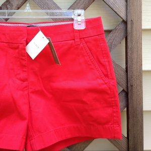 Red 4" inseam chino shorts
