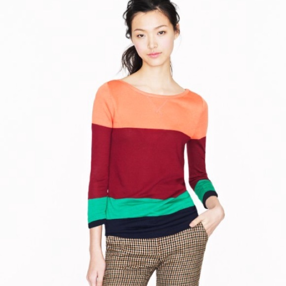 J. Crew colorblock boat neck sweater size XS