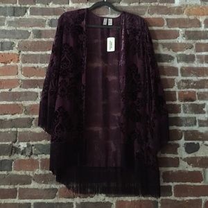 Eggplant Velvet Burnout Kimono
