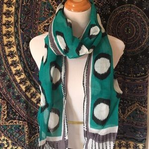 Printed Dots Scarf-Teal