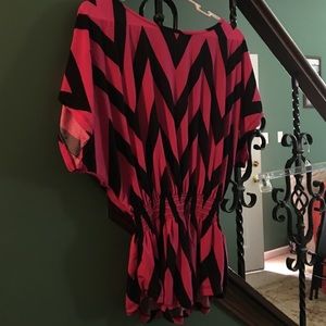 Pink and black chevron patterned blouse