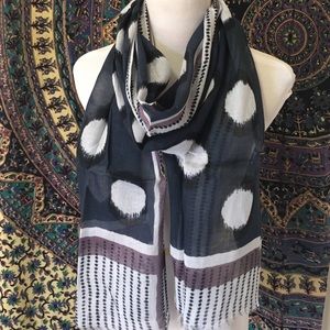 Printed Dot Scarf- Gray/Blue