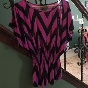 Purple and black chevron pattern blouse