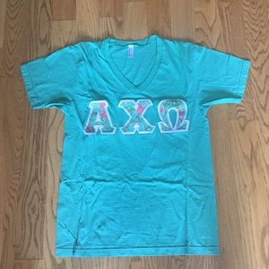 Alpha Chi Omega Lily Pulitzer V neck tee