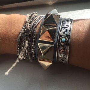 Valentino Rock Stud Bracelet- light blue