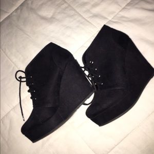 Black Ankle Wedge Heels