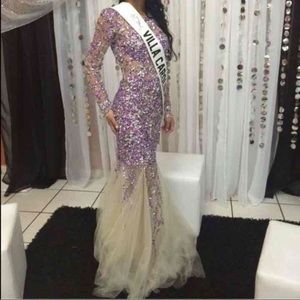 Prom Pageant dress gown beading + crystals