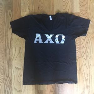 Black Alpha Chi Omega V neck tee