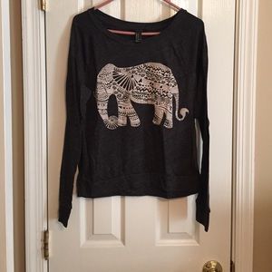 Charcoal gray long sleeve  elephant shirt