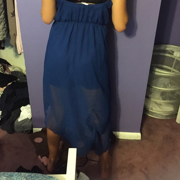 blue strapless high low dress - Picture 2 of 2