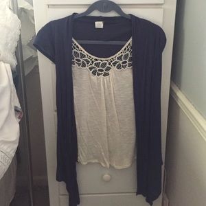 Attached tank top and cardigan