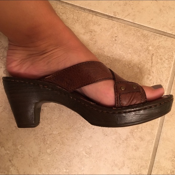 Born Chocolate Brown Leather Clog Sandals