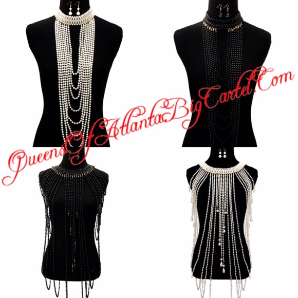 Black or white pearl drape choker