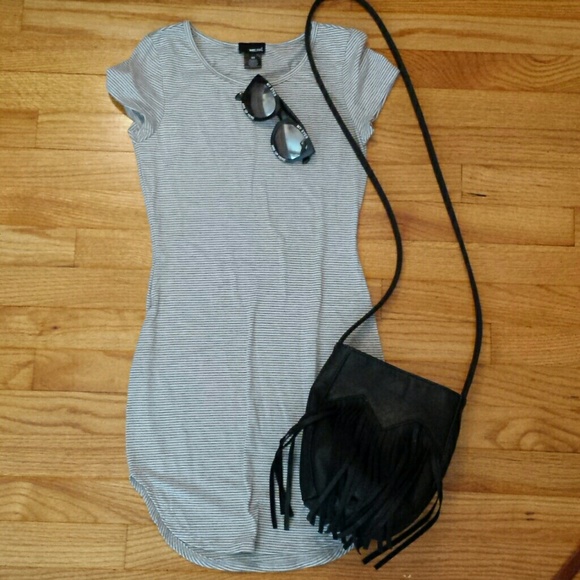 NWOT Gray striped tshirt dress