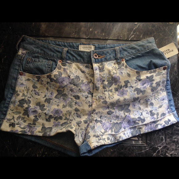 Floral jean shorts