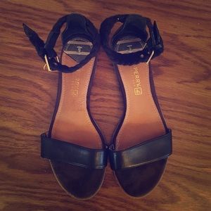 Sperry TopSider Black Sandal w Braided Ankle Strap