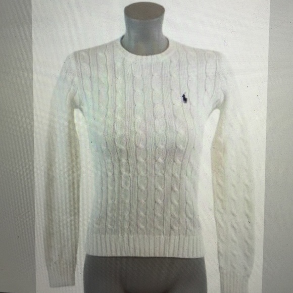 Polo by Ralph Lauren White Cable Knit Sweater