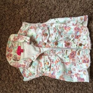 Tinseltown Denim Couture floral cropped vest.