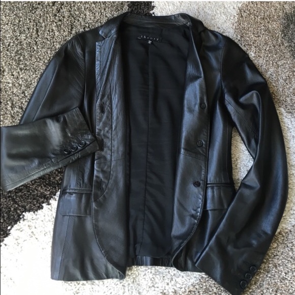 Theory black leather blazer