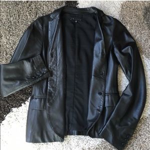 Theory black leather blazer