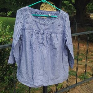 Liz Claiborne Blue + White Striped Maternity Top