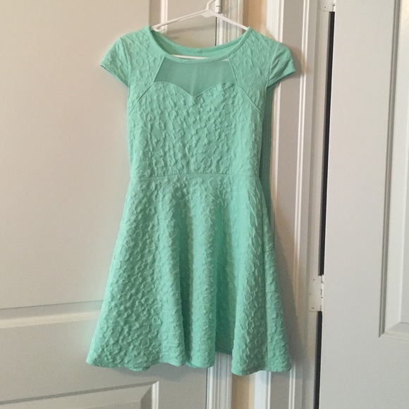 Turquoise Skater Dress w/ Mesh