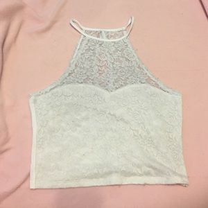 white cropped top