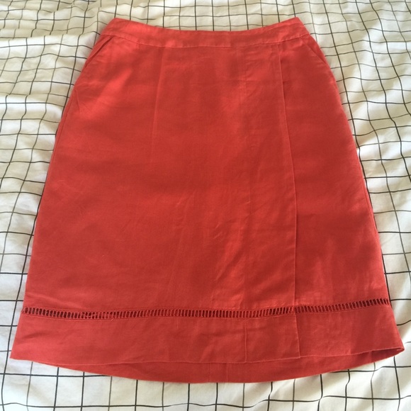 100% linen Hobbs London coral skirt